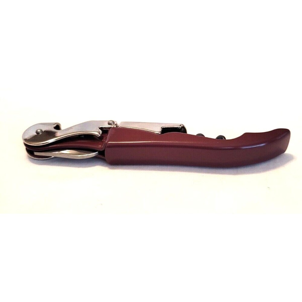 Burgundy Metal Corkscrew Doubled Hinged Waiters Wine Bottle‎ Opener Foil Cutter